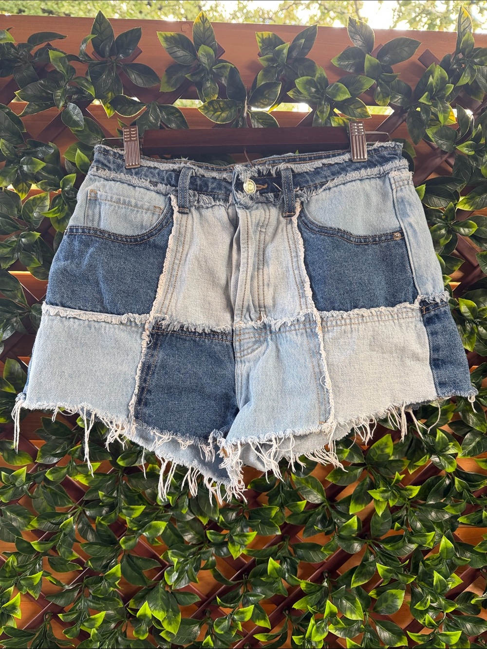 Wild Fable Highest Rise Patchwork Two-Tone Denim Shorts